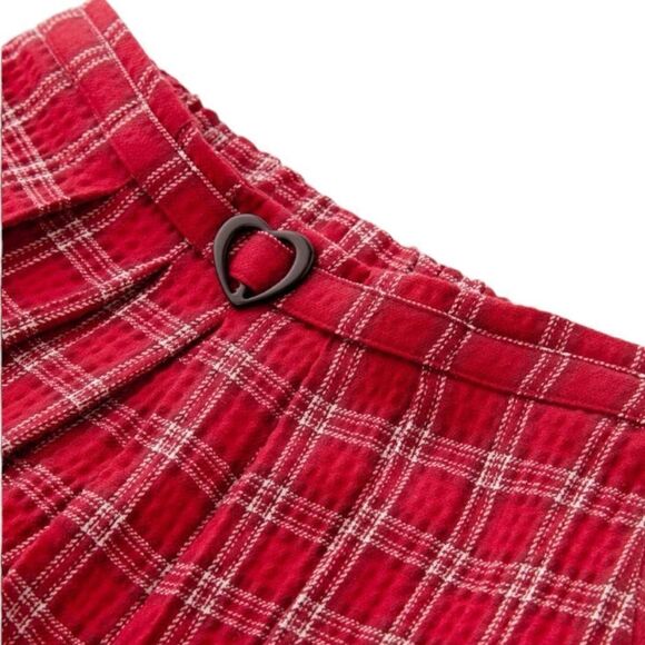 ZARA Kids | Red | PLAID BOX PLEAT SHORTS - Picture 3 of 6